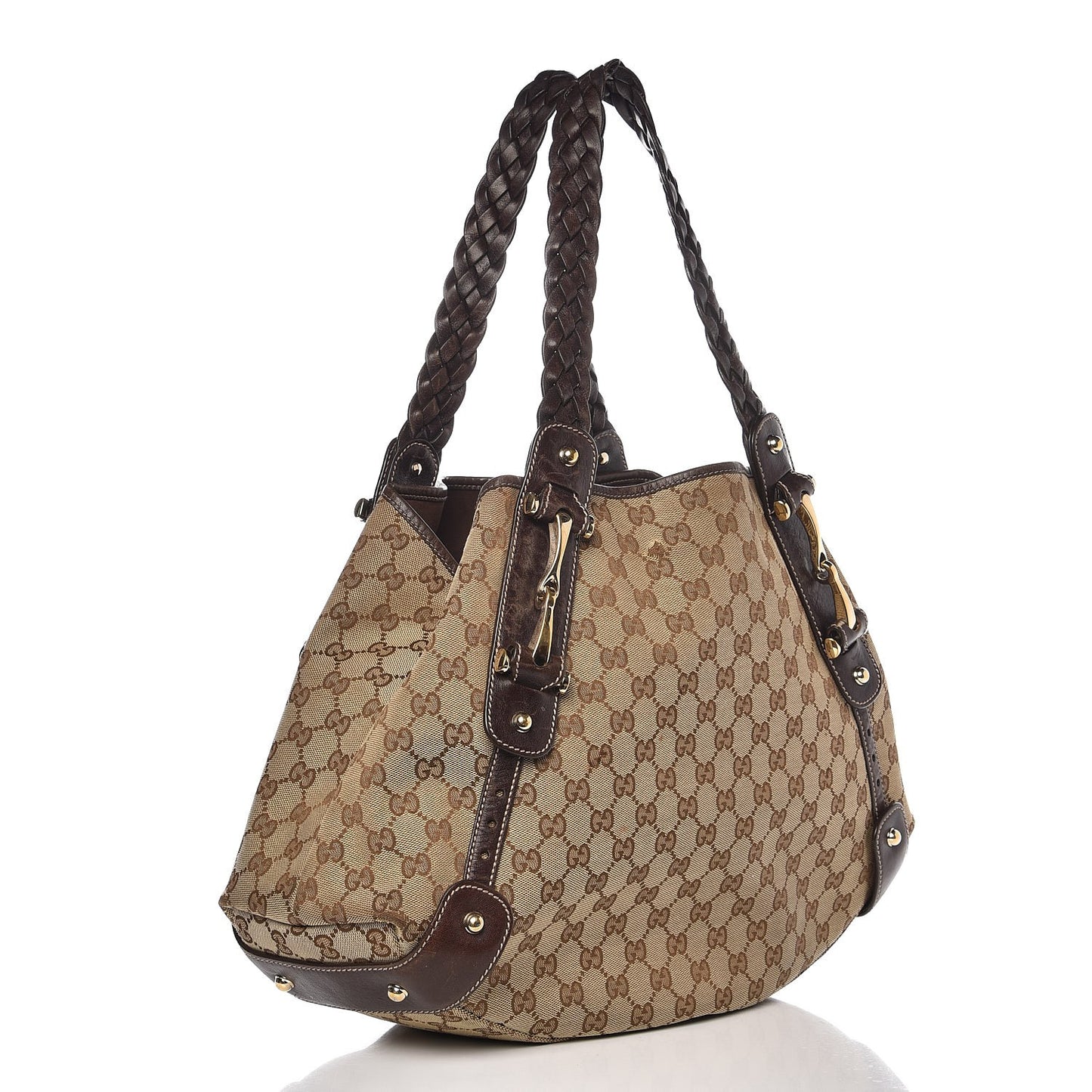 Monogram Medium Pelham Braided Tote Bag Dark Brown