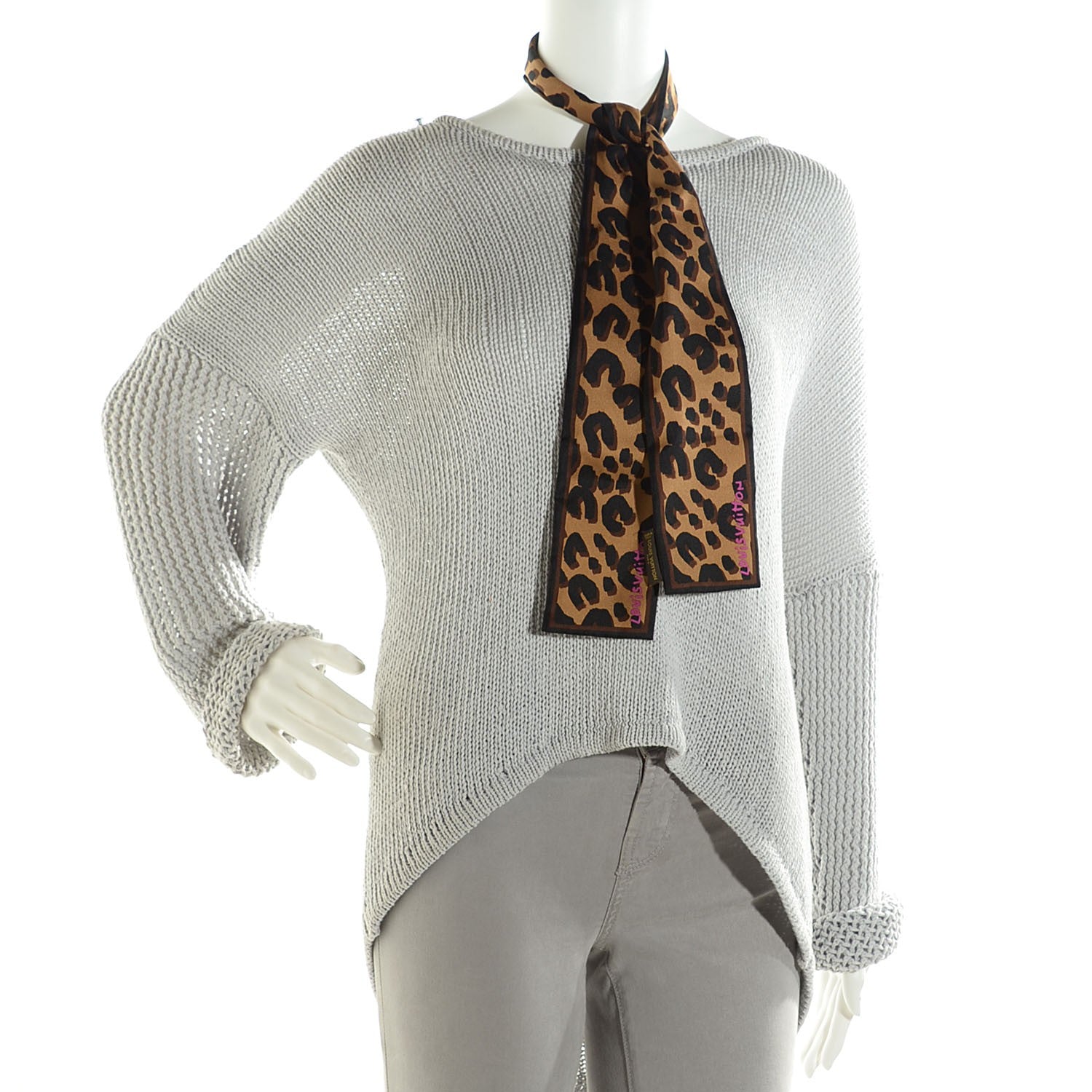 Louis Vuitton Silk Leopard Bandeau Scarf Marron 2 of 5