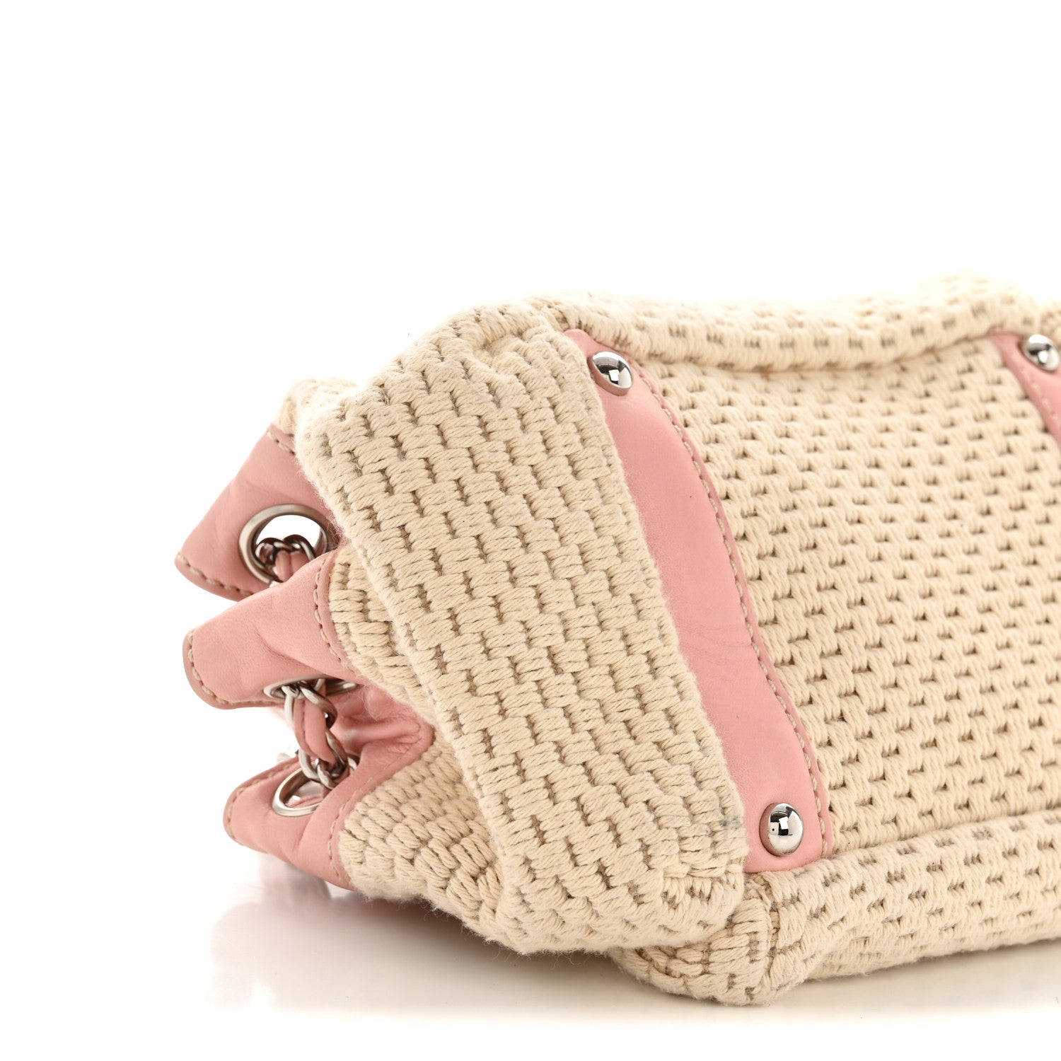 Chanel Canvas Woven Lambskin Lax Accordion Hobo Pink 9 of 13