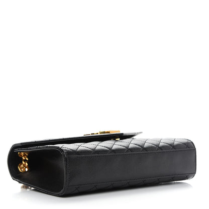 Saint Laurent Grain De Poudre Textured Mixed Matelasse Triquilt Medium Monogram Satchel Black 4 of 10