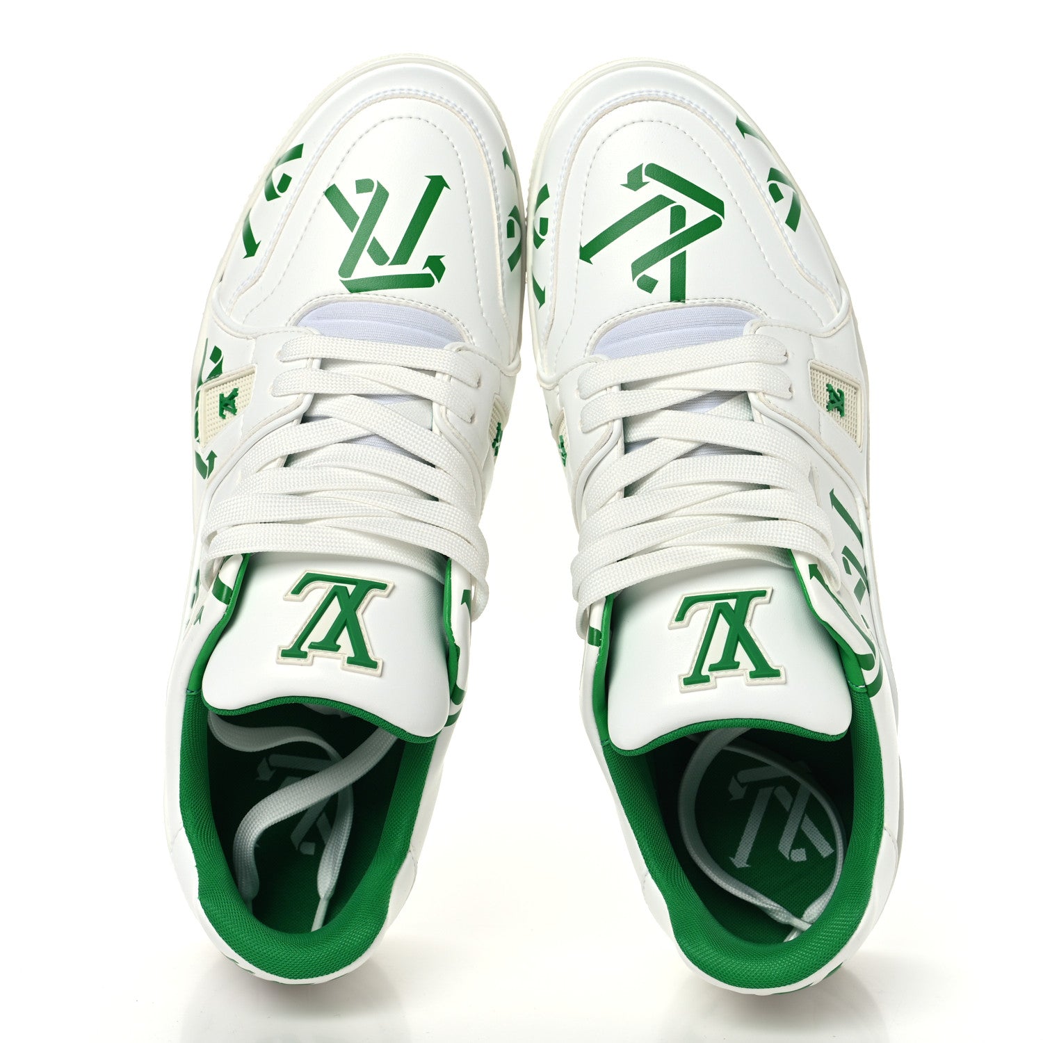 Louis Vuitton Mens LV Trainer Upcycling Sneakers 9 White Green 2 of 8