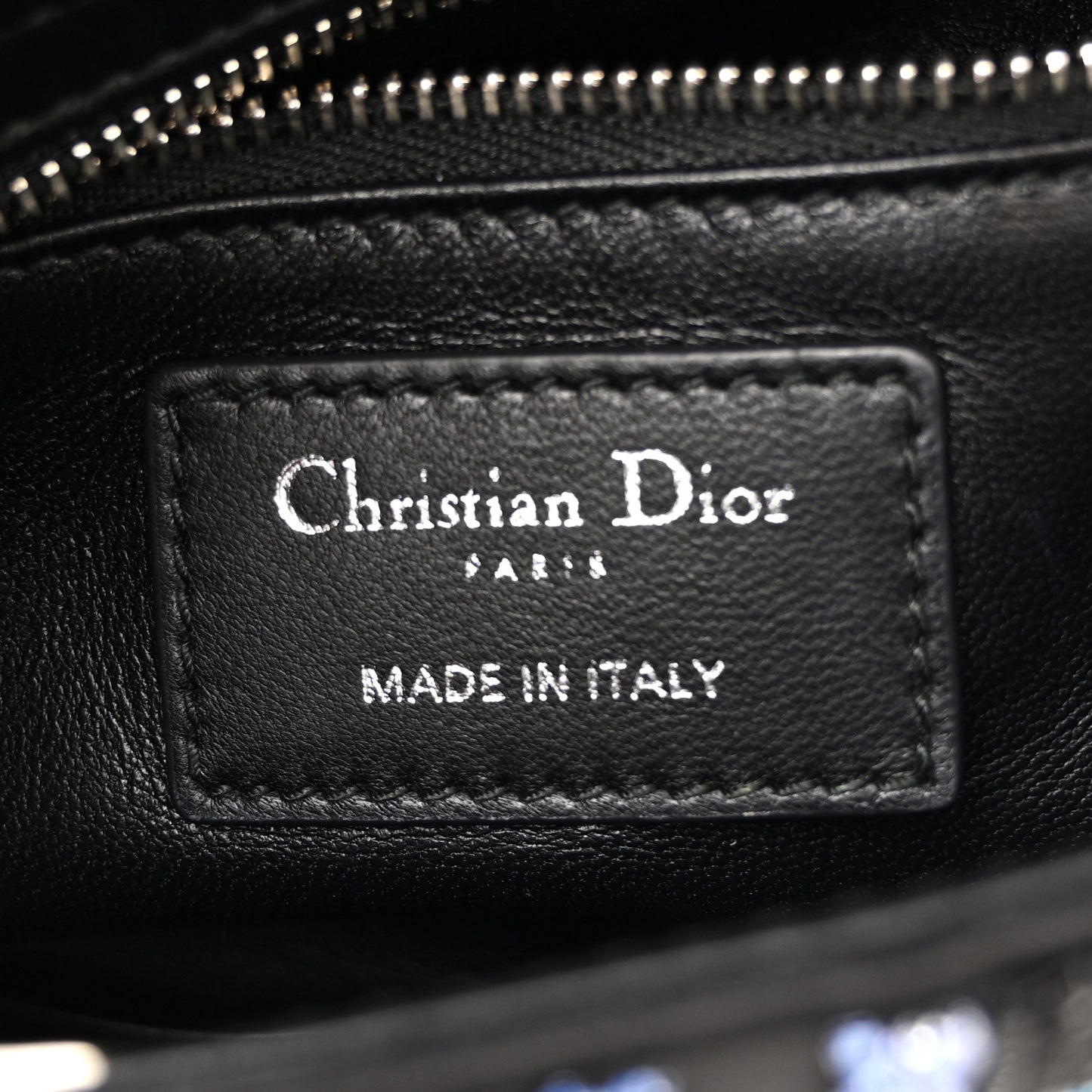 Satin Lambskin Embroidered Beaded Mini Lady Dior Black Multicolor