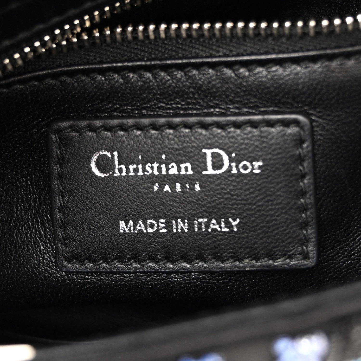 Christian Dior Satin Lambskin Embroidered Beaded Mini Lady Dior Black Multicolor 6 of 11