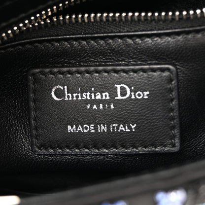 Christian Dior Satin Lambskin Embroidered Beaded Mini Lady Dior Black Multicolor 6 of 11