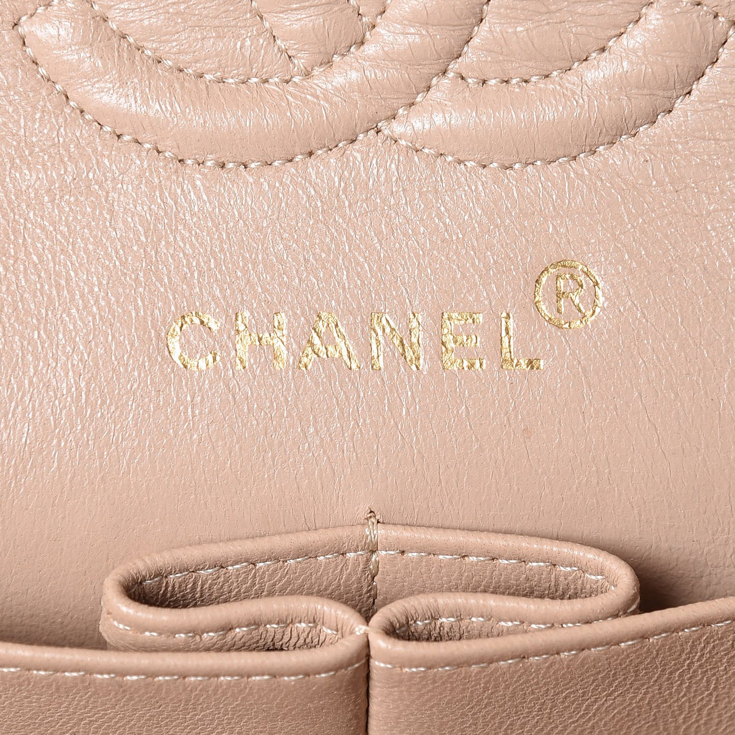 Lambskin Quilted Small Double Flap Beige