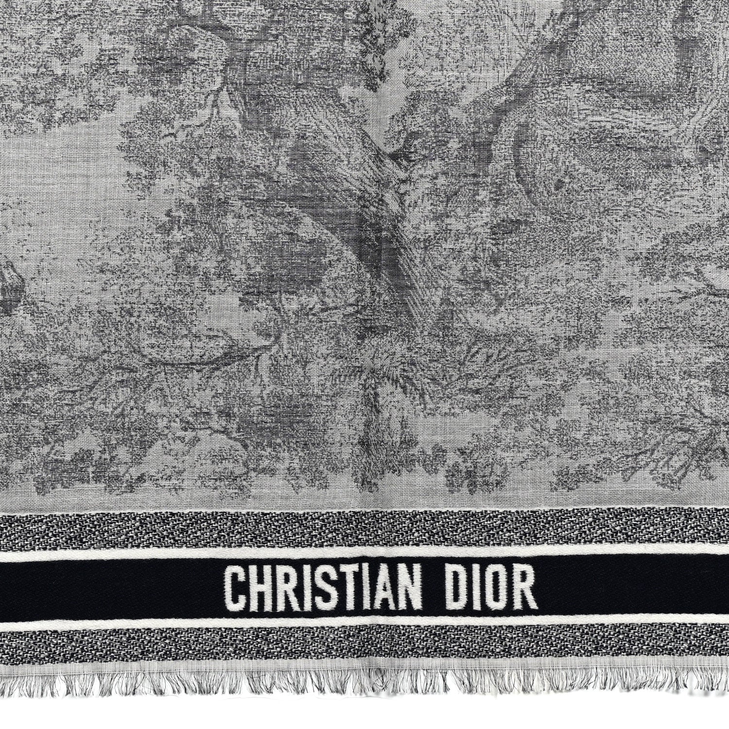 Christian Dior Cashmere Toile De Jouy Poncho Grey 2 of 5