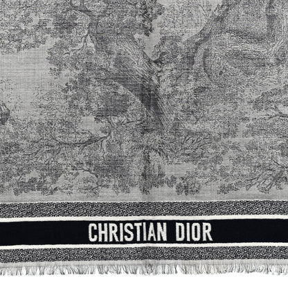 Christian Dior Cashmere Toile De Jouy Poncho Grey 2 of 5