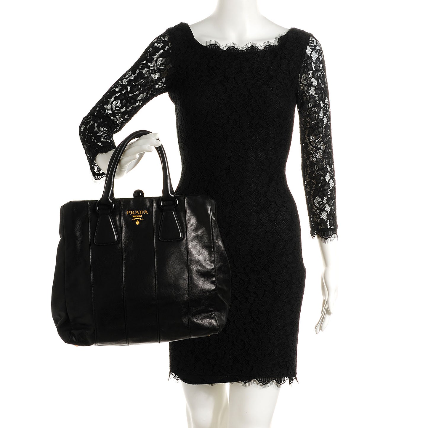 Soft Calf Frame Tote Nero Black
