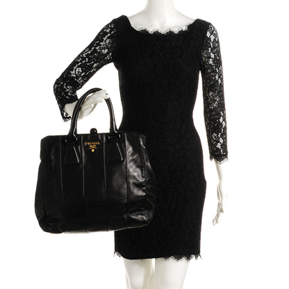 Prada Soft Calf Frame Tote Nero Black 2 of 11