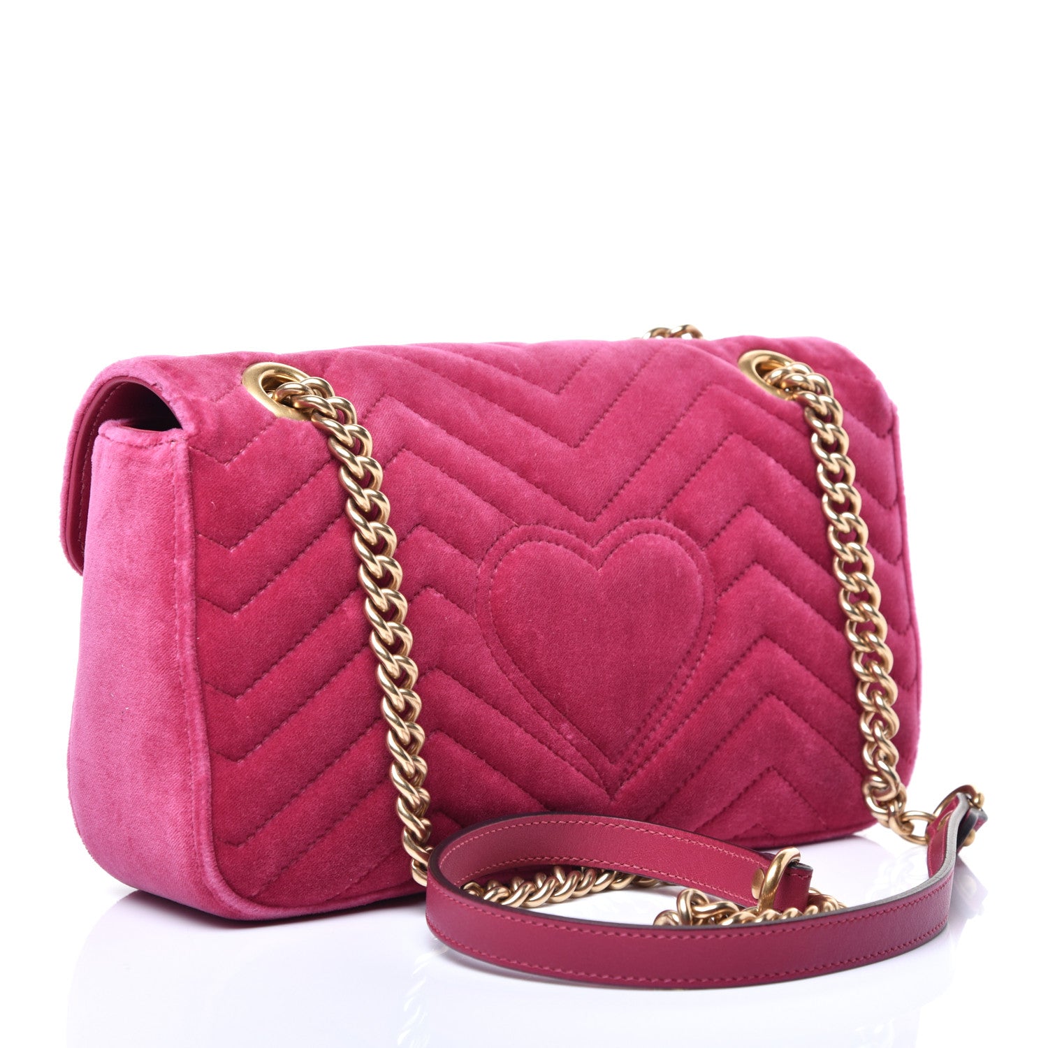Gucci Velvet Matelasse Small GG Marmont Shoulder Bag Light Raspberry Rose 3 of 12