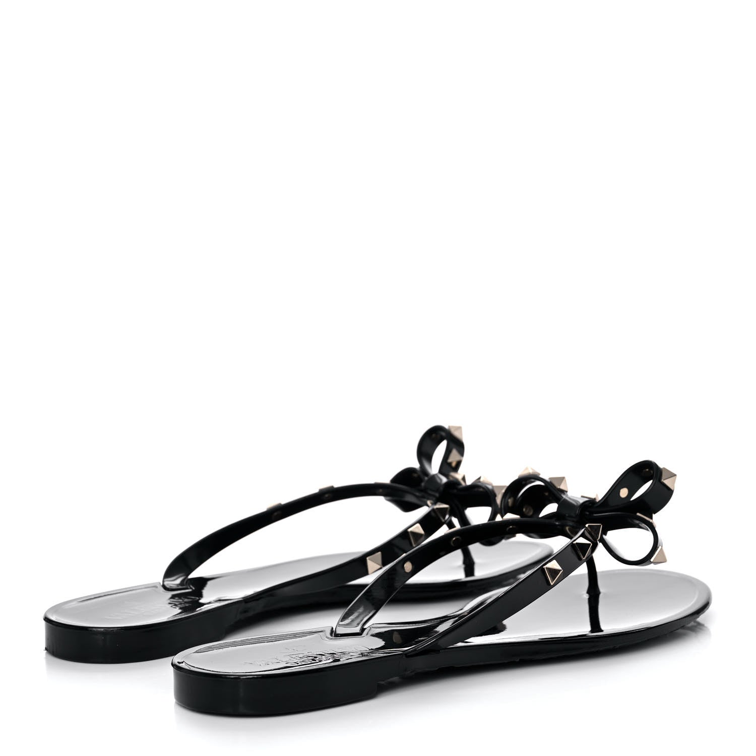 Valentino Garavani PVC Jelly Rockstud Bow Thong Sandals 41 Black 4 of 8