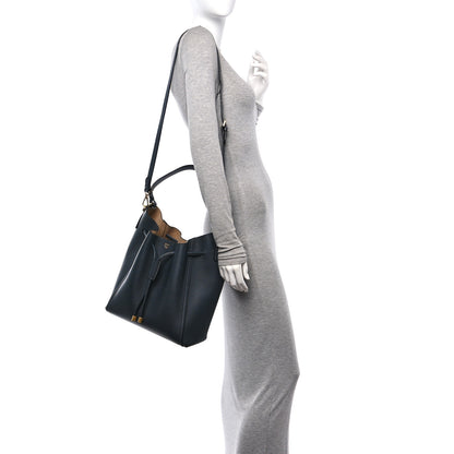 MCM Grained Calfskin Milla Drawstring Bucket Bag Phantom Gray 2 of 11