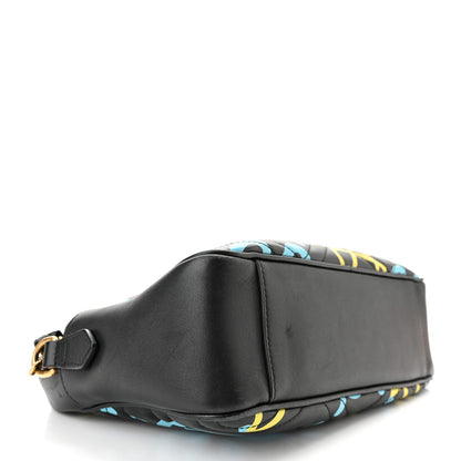 Gucci Calfskin Matelasse GucciGhost Medium GG Marmont Chain Shoulder Bag Black New Aquamarine 4 of 10