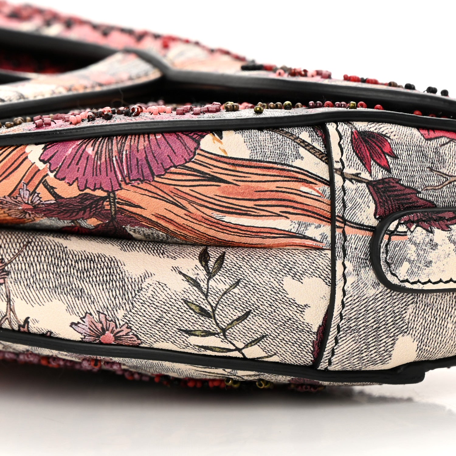Christian Dior Calfskin Embroidered Phoenix Mini Saddle Bag Red Multicolor 10 of 17
