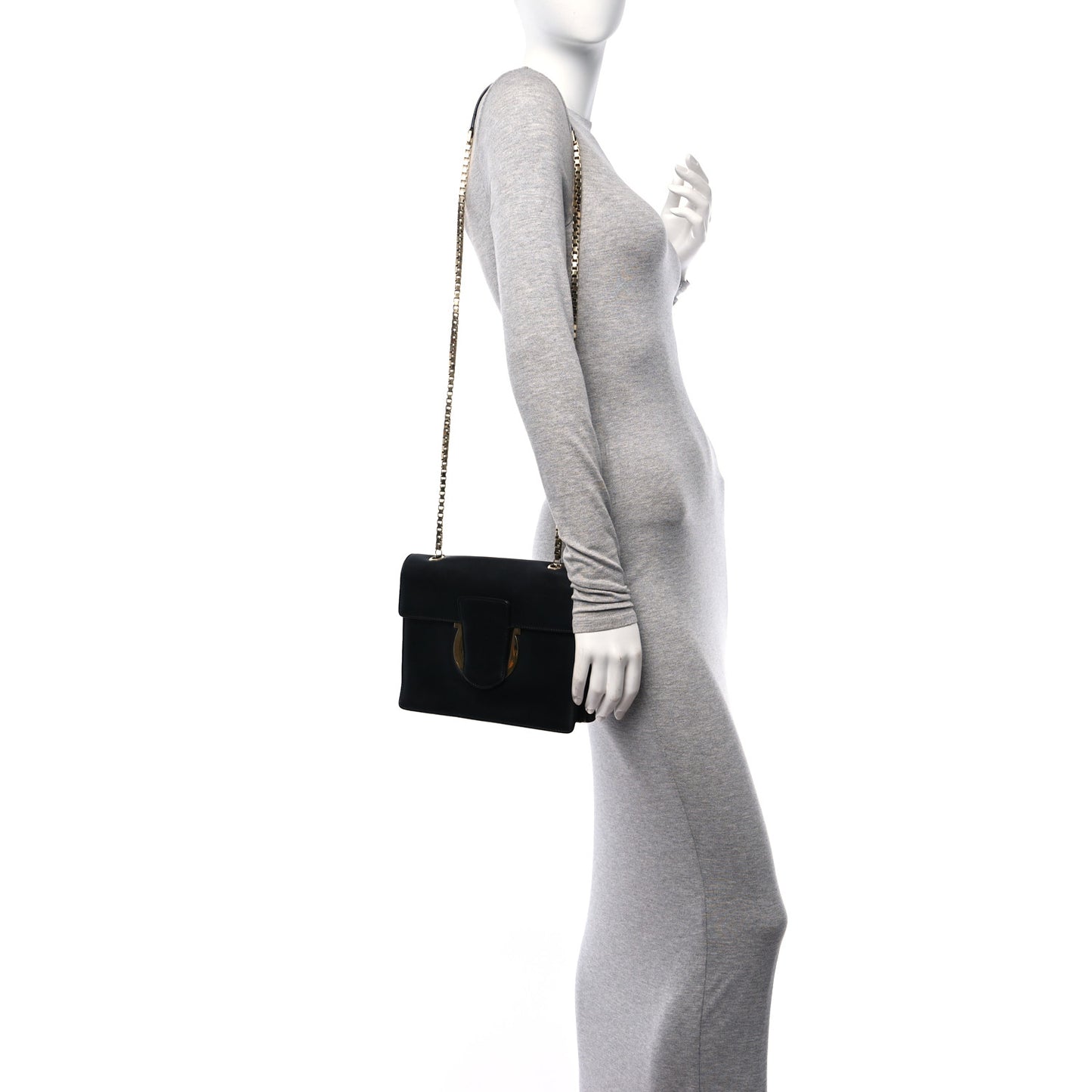 Calfskin Thalia Flap Shoulder Bag Black