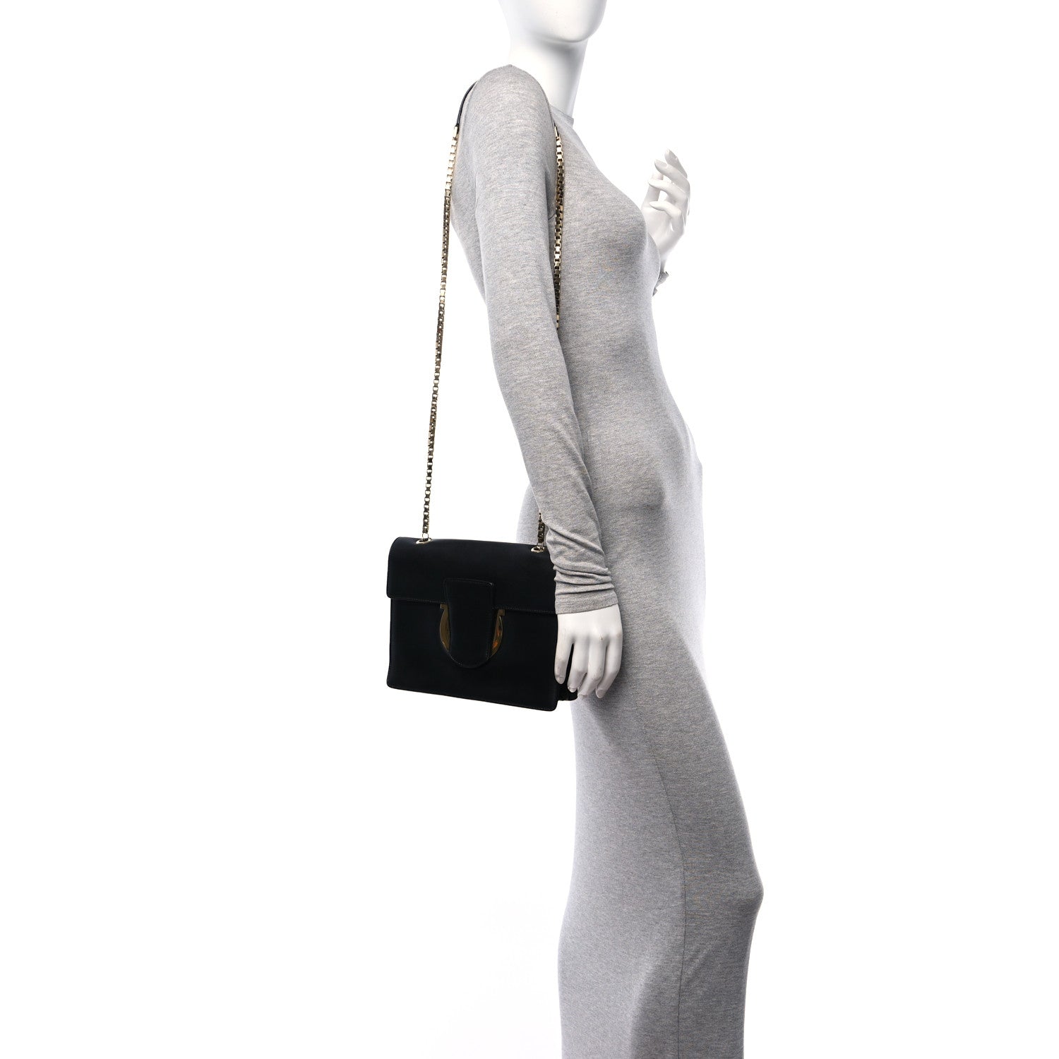 Salvatore Ferragamo Calfskin Thalia Flap Shoulder Bag Black 2 of 9