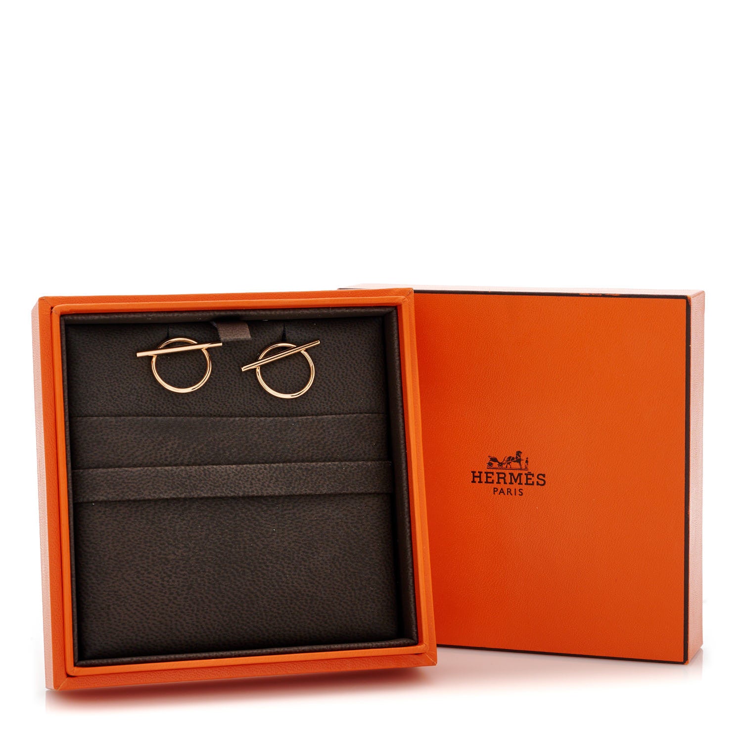 Hermes 18K Rose Gold MM Echappee Earrings 19 of 22