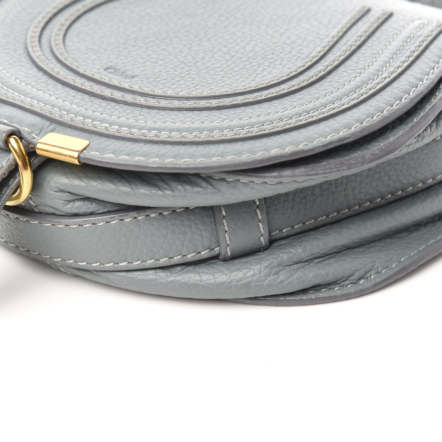 Calfskin Mini Marcie Round Crossbody Bag Faded Blue