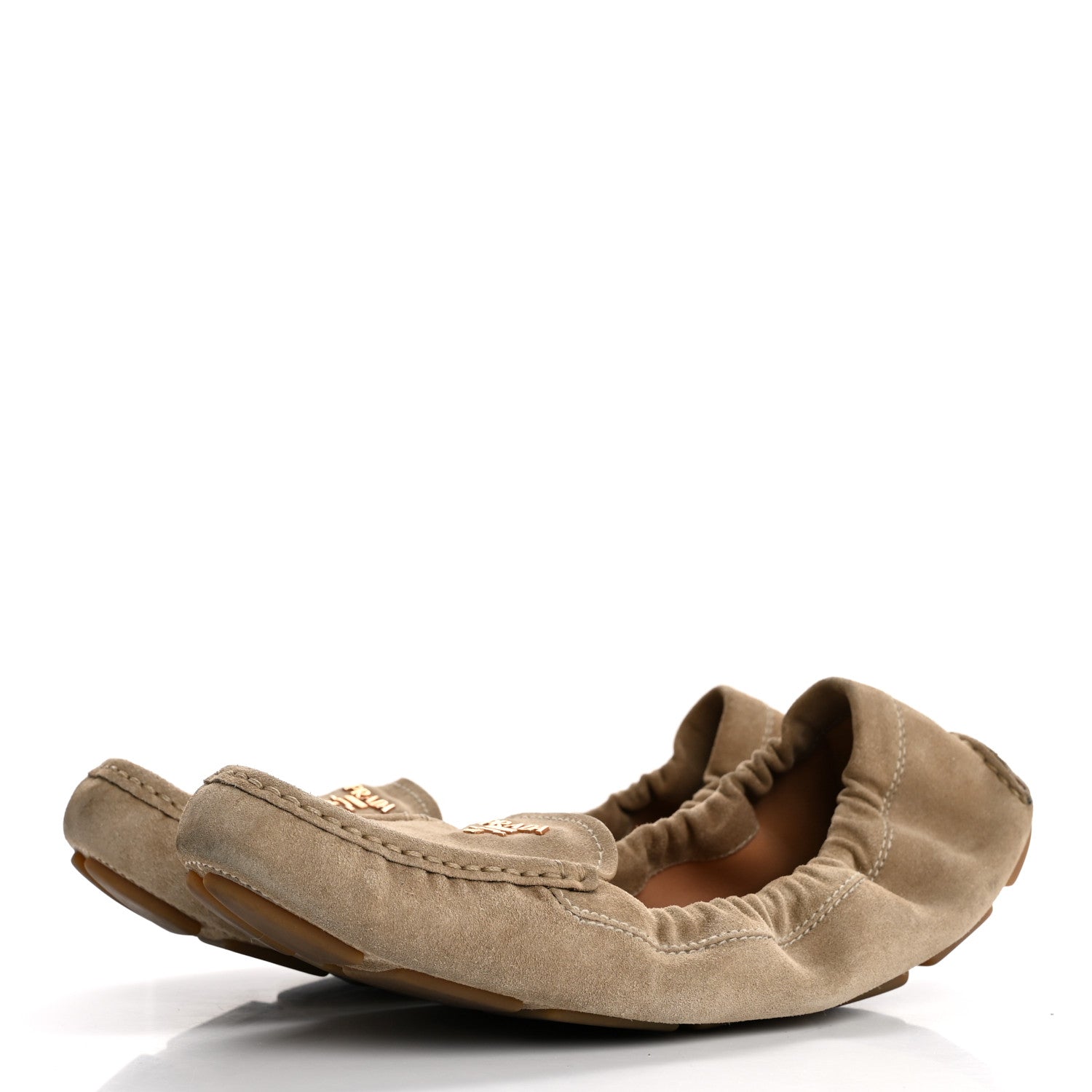 Prada Suede Flats 40.5 Ecru 4 of 12