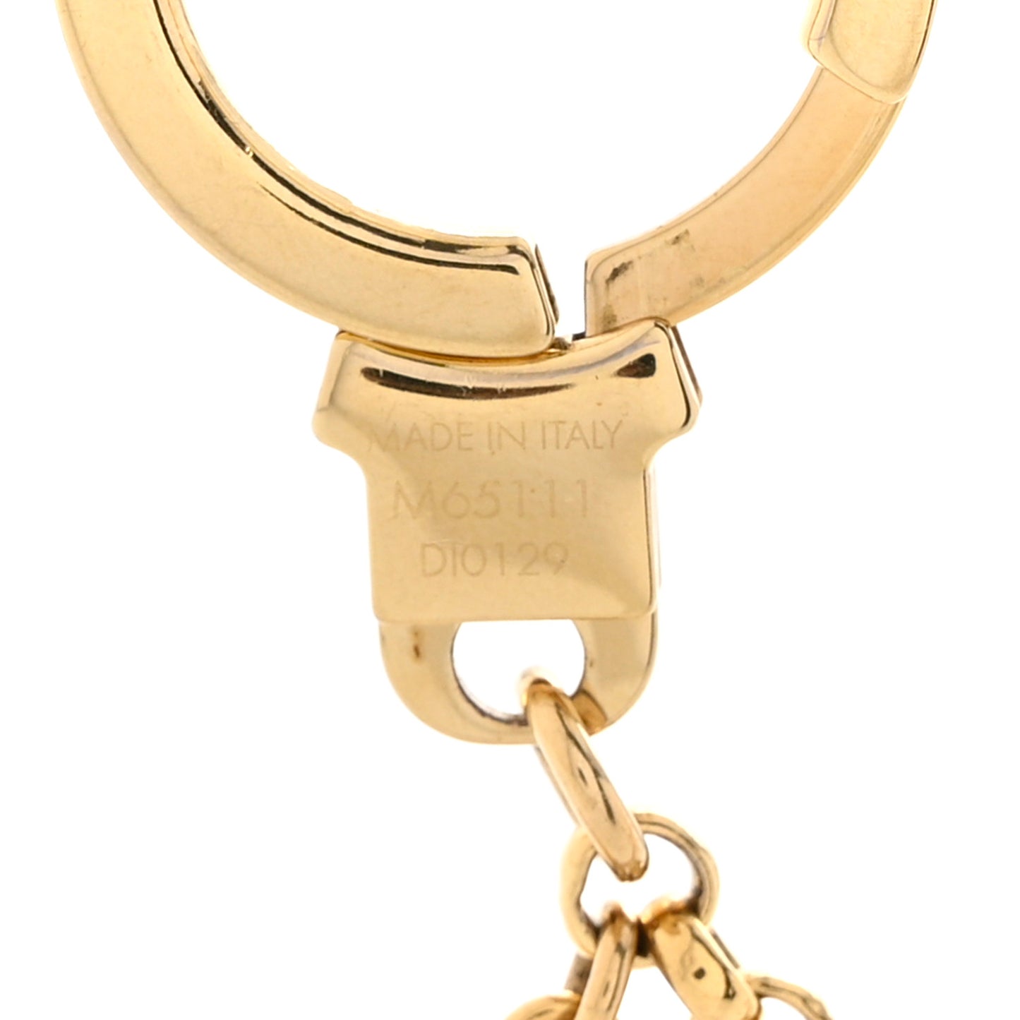 Brass Enamel Fleur De Monogram Bag Charm Chain Gold