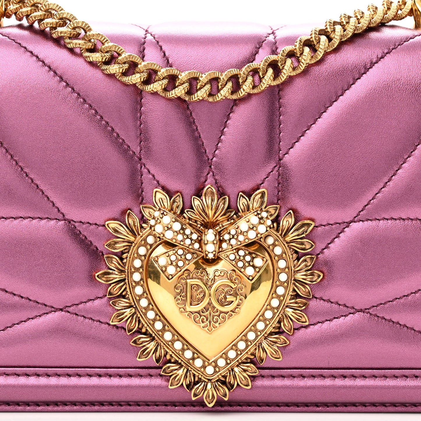 Metallic Calfskin Medium Devotion Crossbody Bag Wine