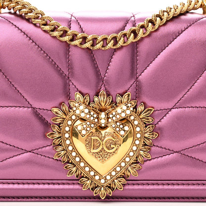 Dolce & Gabbana Metallic Calfskin Medium Devotion Crossbody Bag Wine 6 of 11