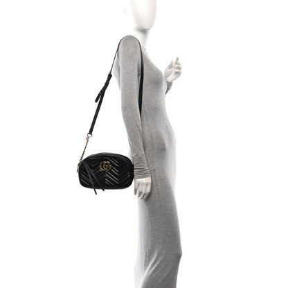 Gucci Calfskin Matelasse Small GG Marmont Chain Shoulder Bag Black 2 of 10