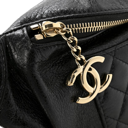 Chanel Crumpled Glazed Lambskin Quilted Waist Bag Fanny Pack Black 11 of 13