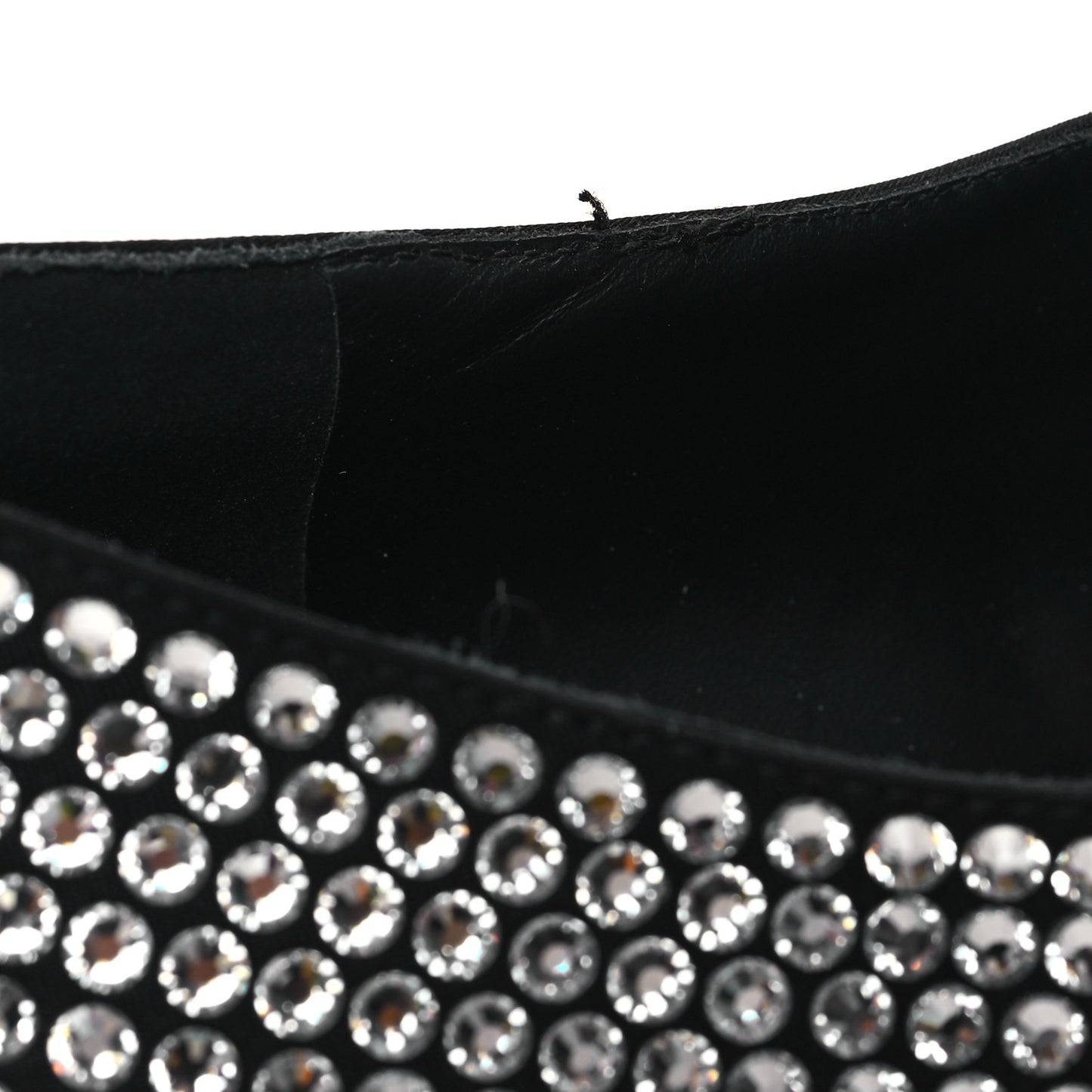 Satin Crystal Metal Triangle Logo 50mm Loafers 38 Cristal
