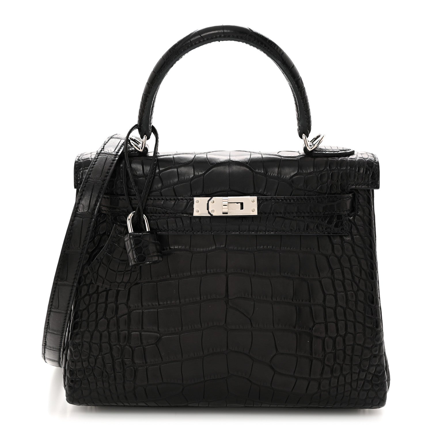 Hermes Matte Alligator Kelly Retourne 25 Black 1 of 15