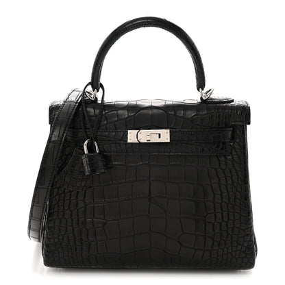 Hermes Matte Alligator Kelly Retourne 25 Black 1 of 15