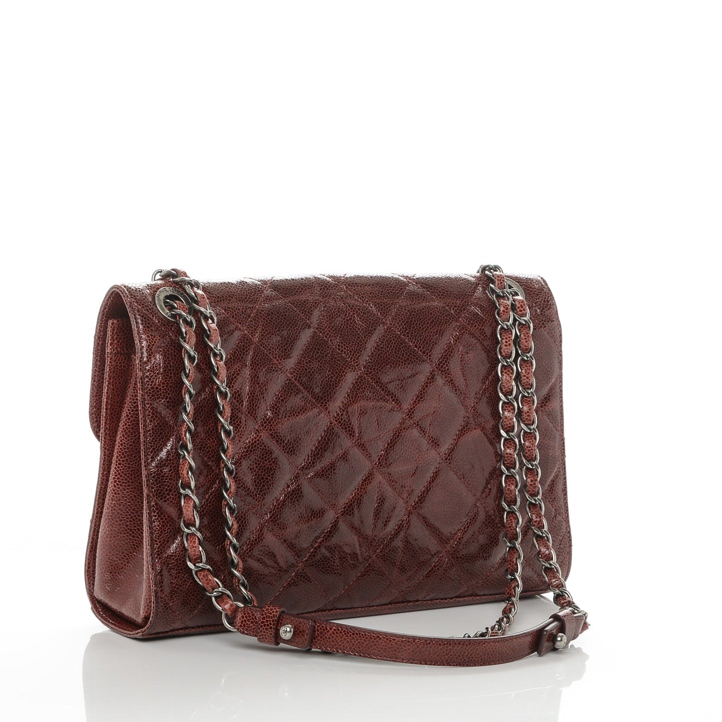 Crumpled Grained Calfskin Medium CC Crave Flap Bordeaux