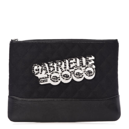 Chanel Felt Calfskin Quilted Medium Gabrielle Cosmetic Case Black 1 of 7