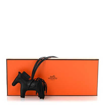 Hermes Milo Lambskin Matte Alligator Touch Grigri Rodeo Horse Bag Charm PM So Black 4 of 4