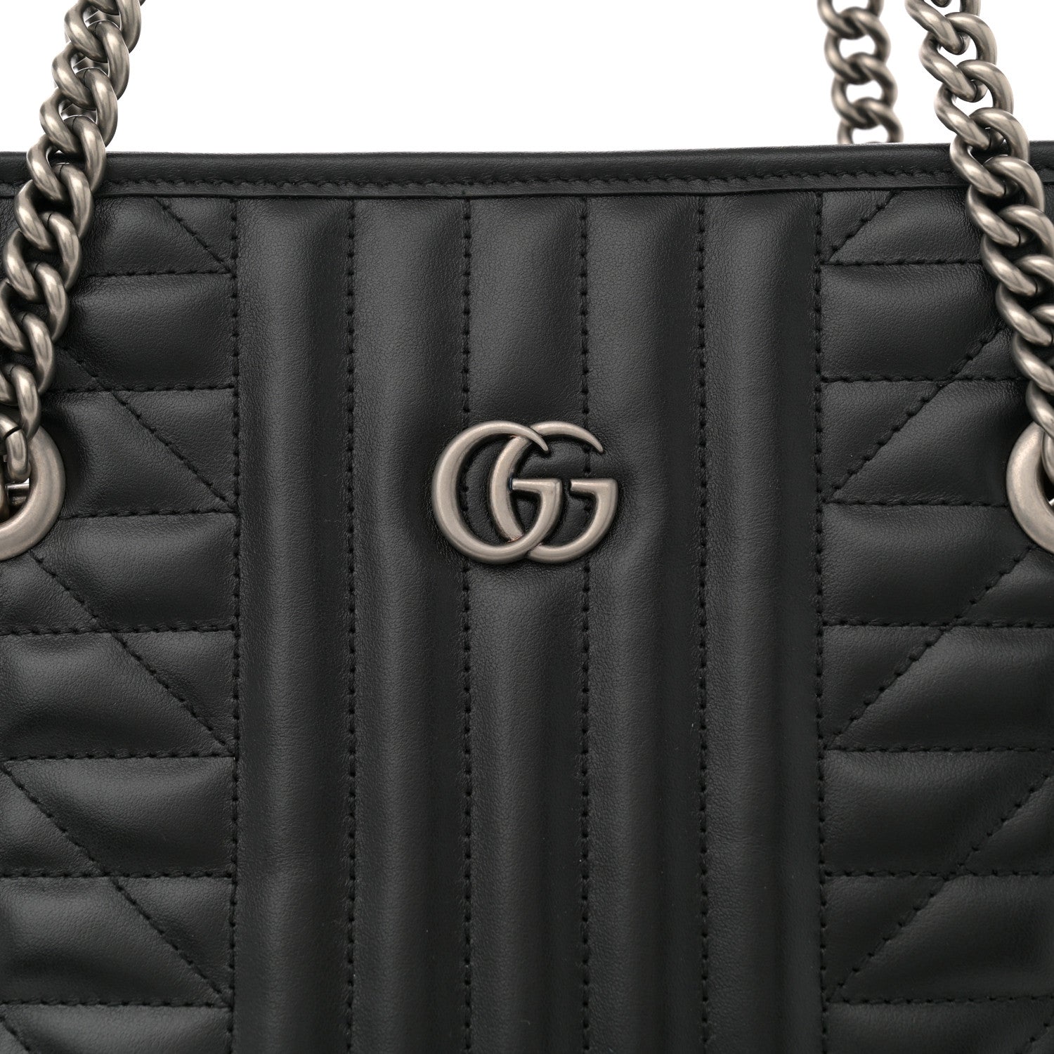 Gucci Calfskin Matelasse Aria Medium GG Marmont Shoulder Tote Black 8 of 12