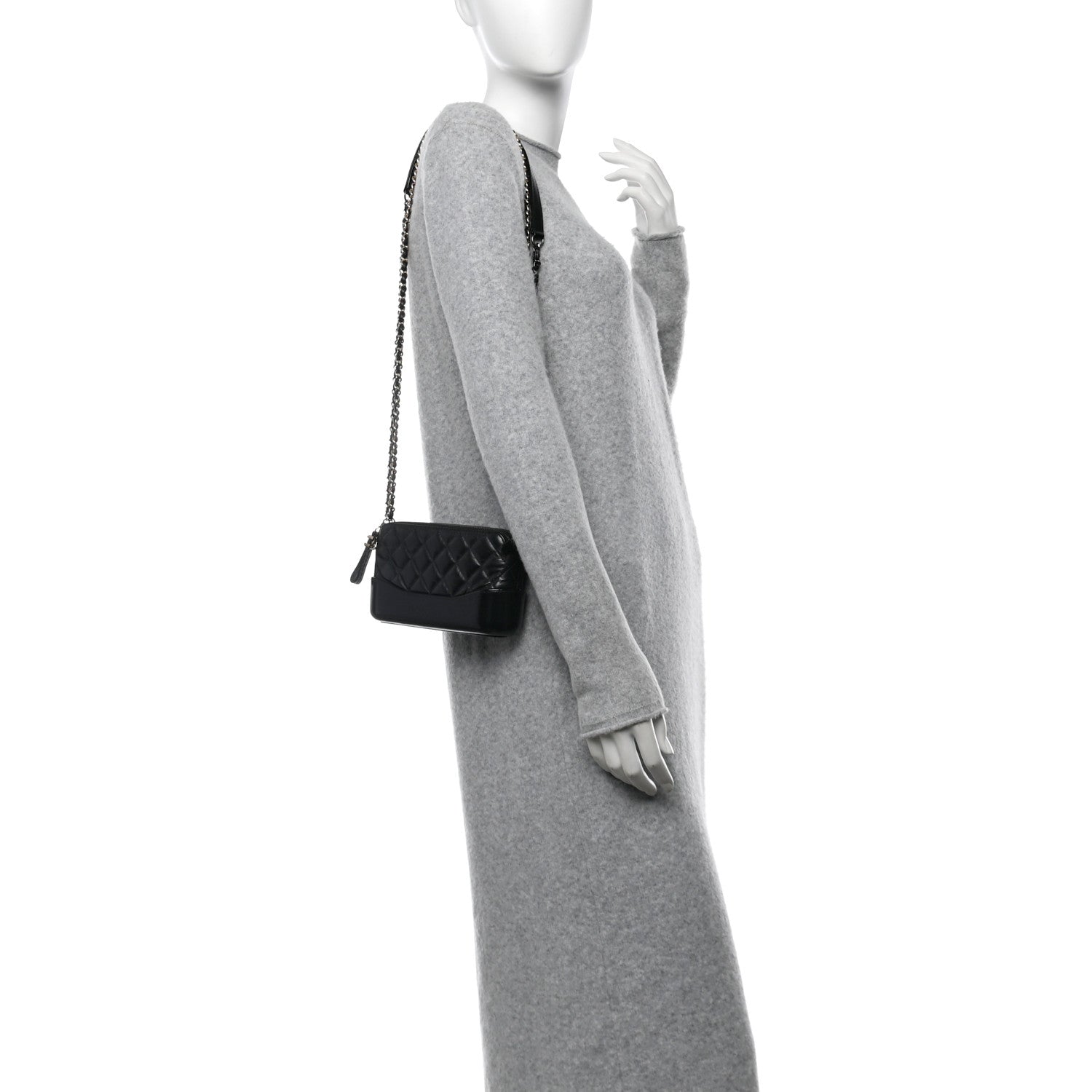 Chanel Aged Calfskin Quilted Small Gabrielle Clutch With Chain Black 2 of 11