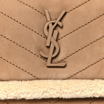Saint Laurent Nubuck Shearling Monogram Medium Niki Chain Satchel Ivory Natural Tan 7 of 9