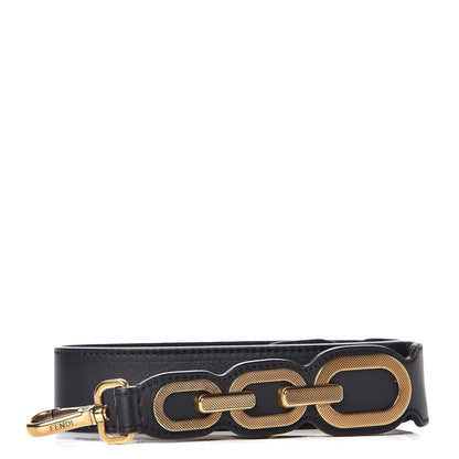 Fendi Vitello Dolce Chain Link Strap You Vintage Gold Black 1 of 4