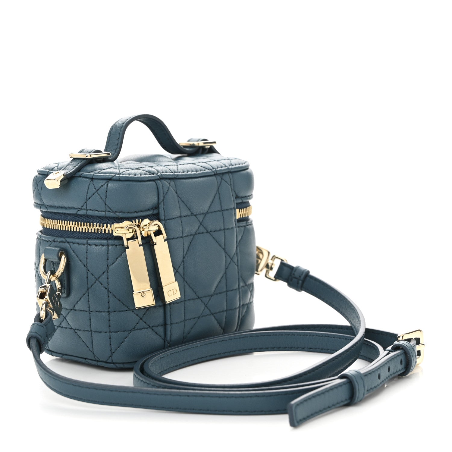 Christian Dior Lambskin Cannage Micro Lady Dior Vanity Case Deep Ocean 3 of 10