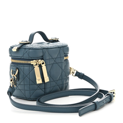Christian Dior Lambskin Cannage Micro Lady Dior Vanity Case Deep Ocean 3 of 10