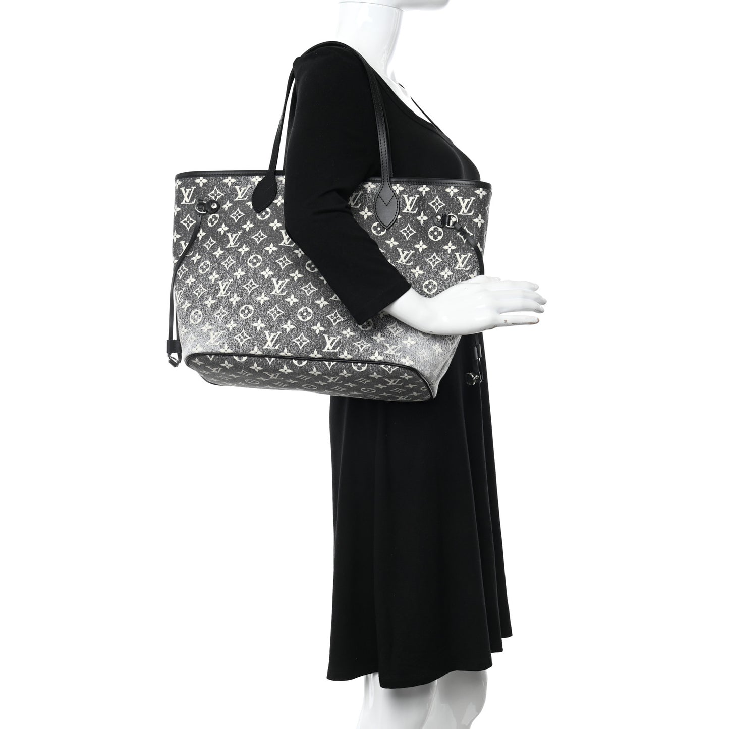 Denim Monogram Jacquard Neverfull MM Grey