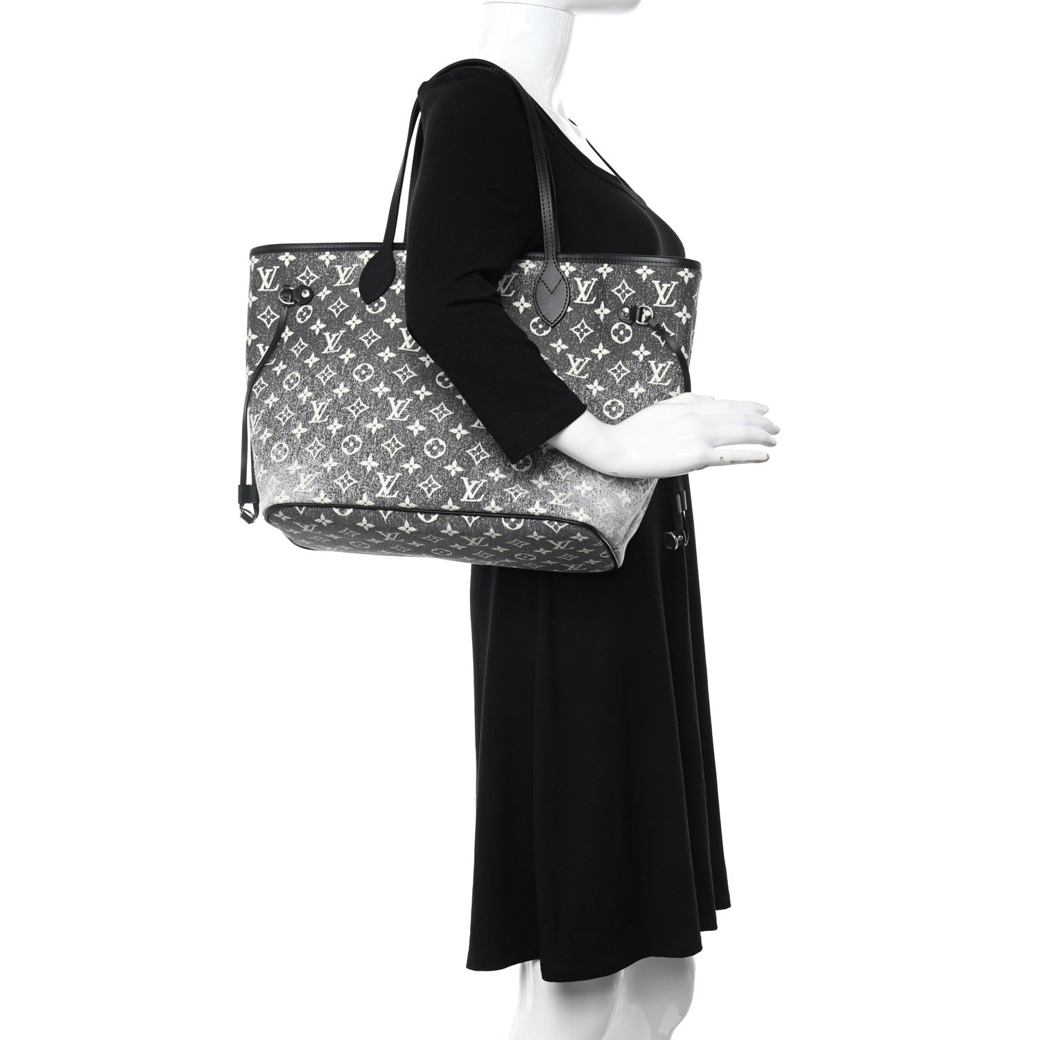 Louis Vuitton Denim Monogram Jacquard Neverfull MM Grey 2 of 9