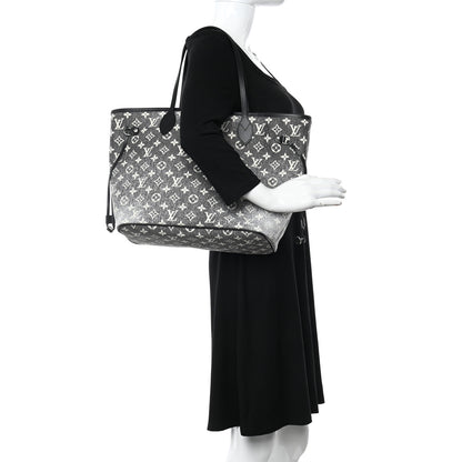 Louis Vuitton Denim Monogram Jacquard Neverfull MM Grey 2 of 9