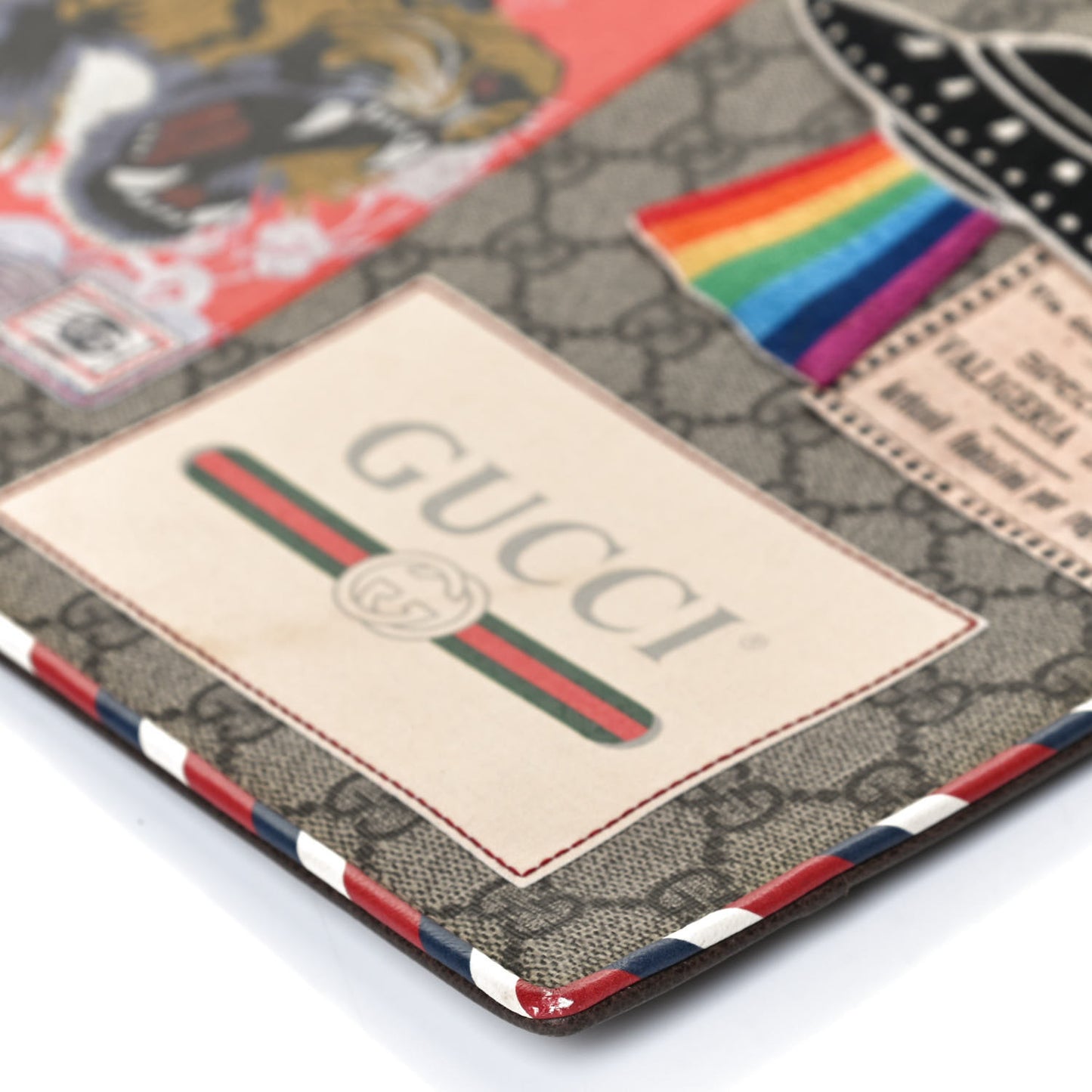 GG Supreme Monogram Courrier Documents Holder Beige New Acero