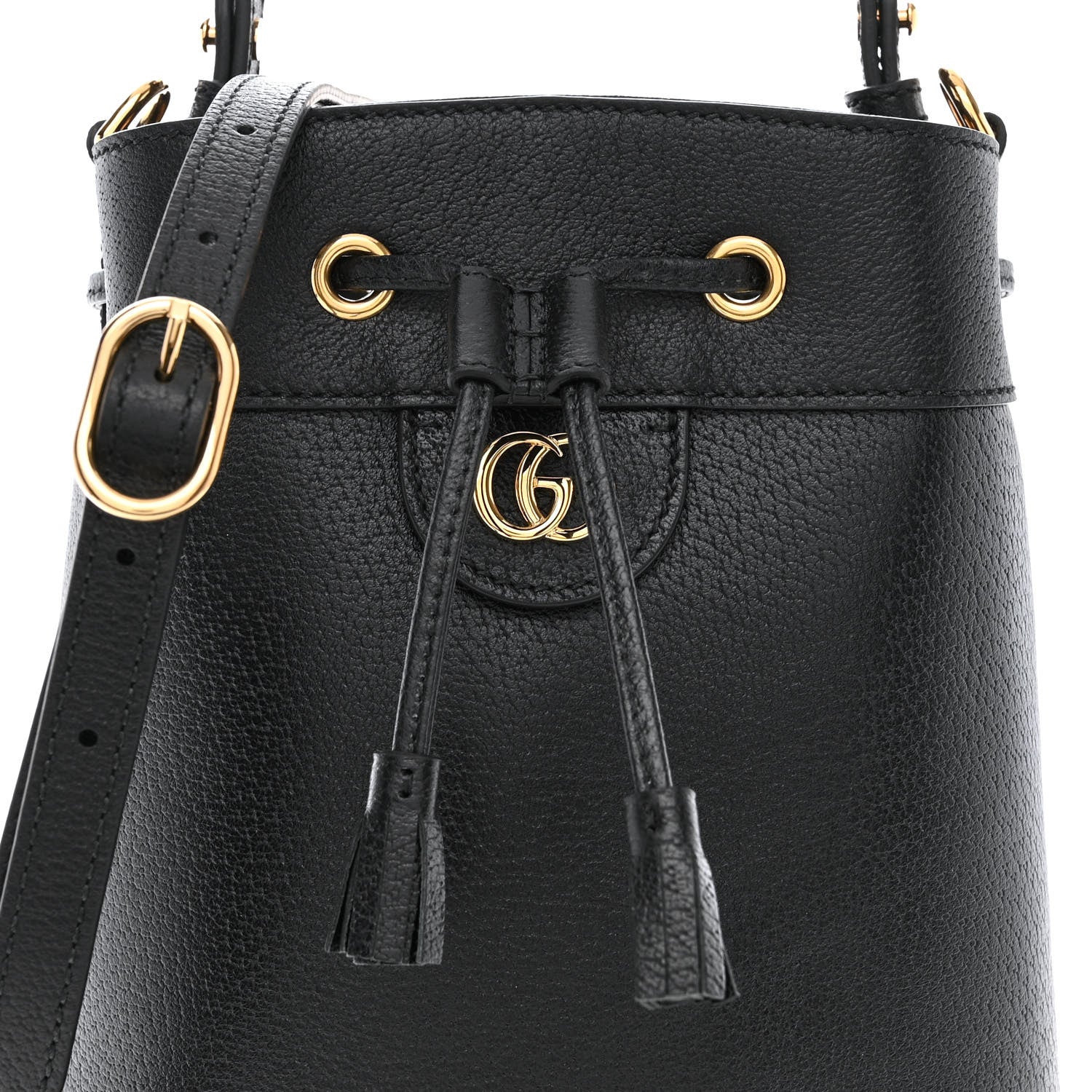 Gucci Glazed Textured Calfskin Web Small Ophidia Bucket Bag Black 8 of 10