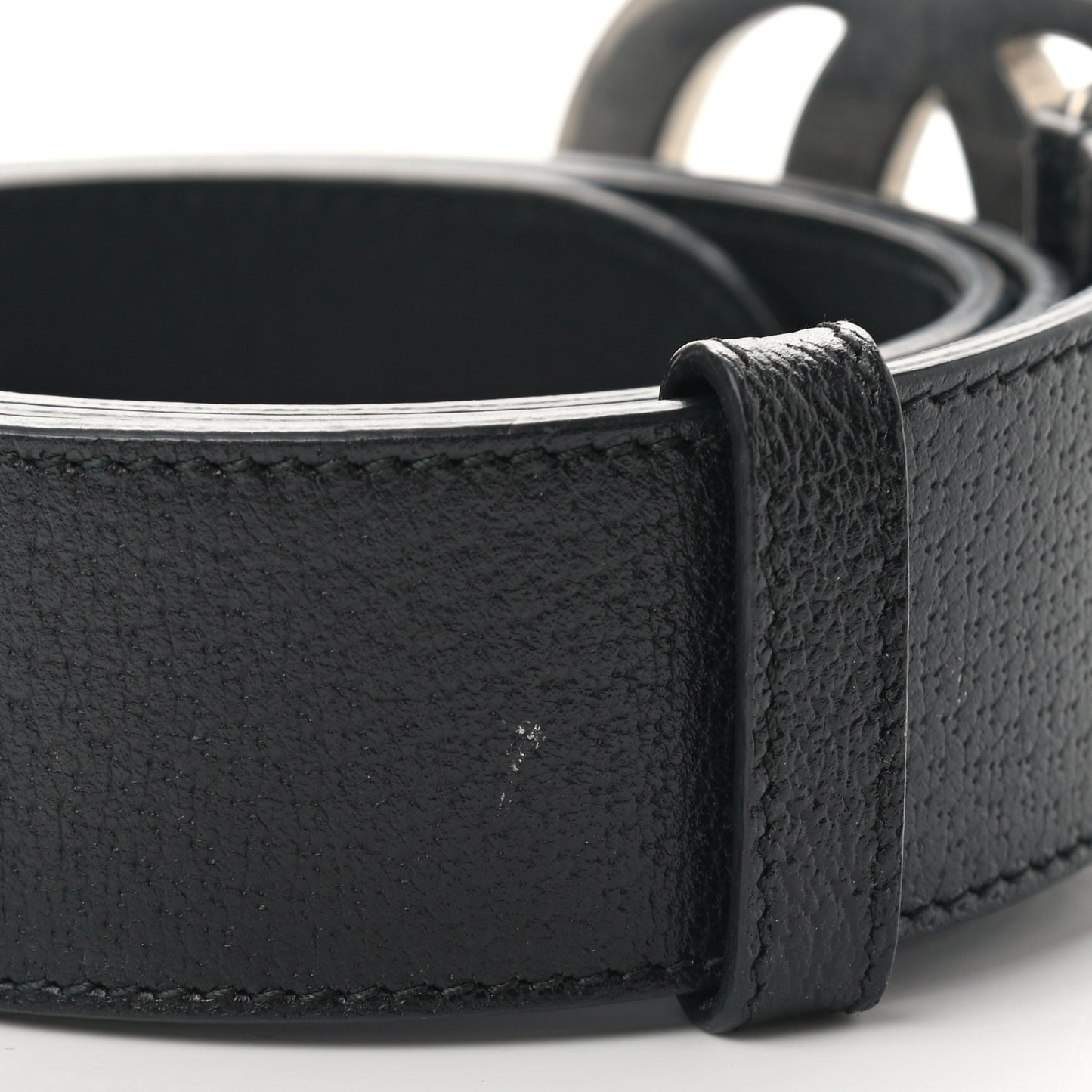 Textured Dollar Calfskin Nickel Double G 40mm Belt 85 34 Black