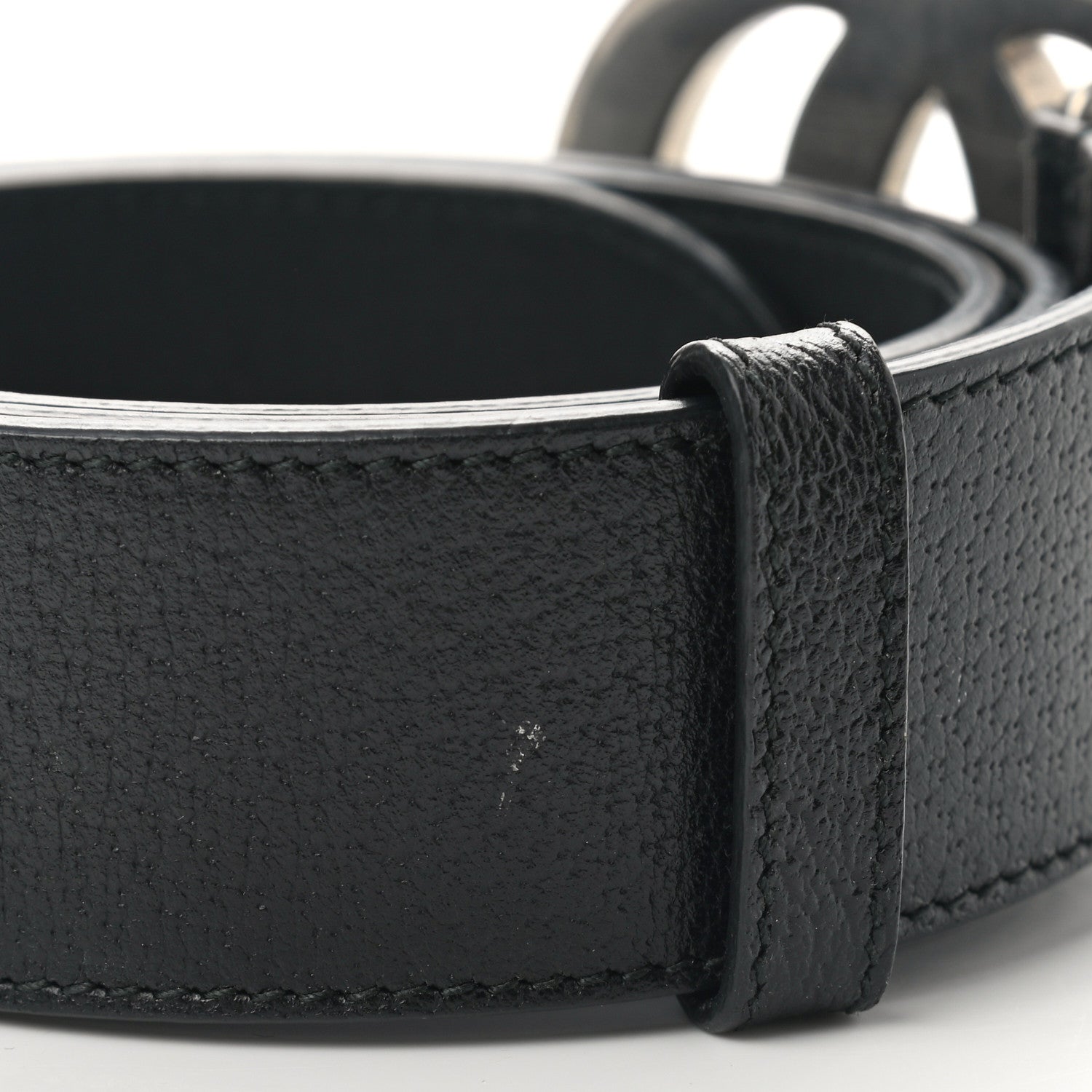 Gucci Textured Dollar Calfskin Nickel Double G 40mm Belt 85 34 Black 7 of 7