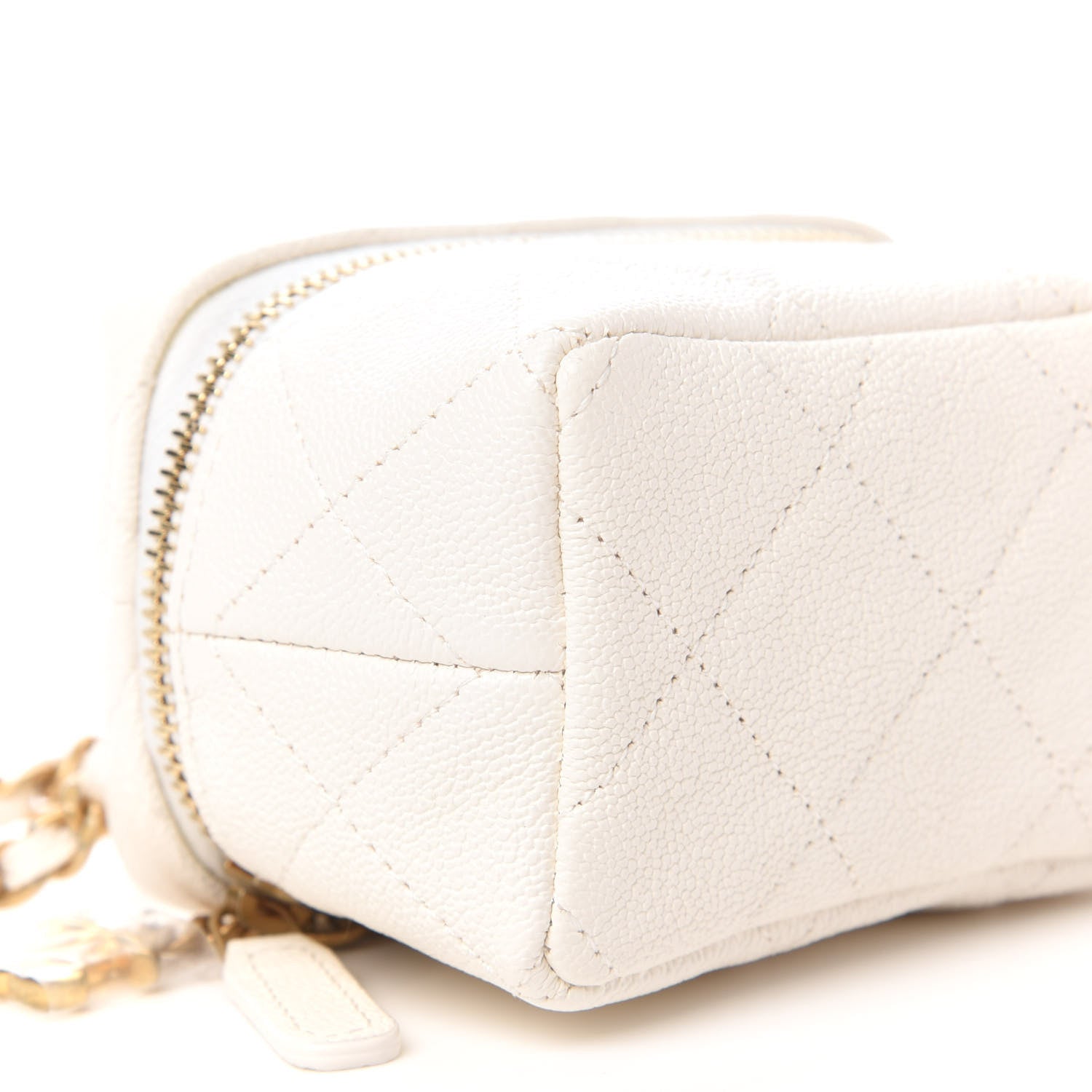 Chanel Caviar Quilted Mini Top Handle Vanity With Chain White 6 of 11