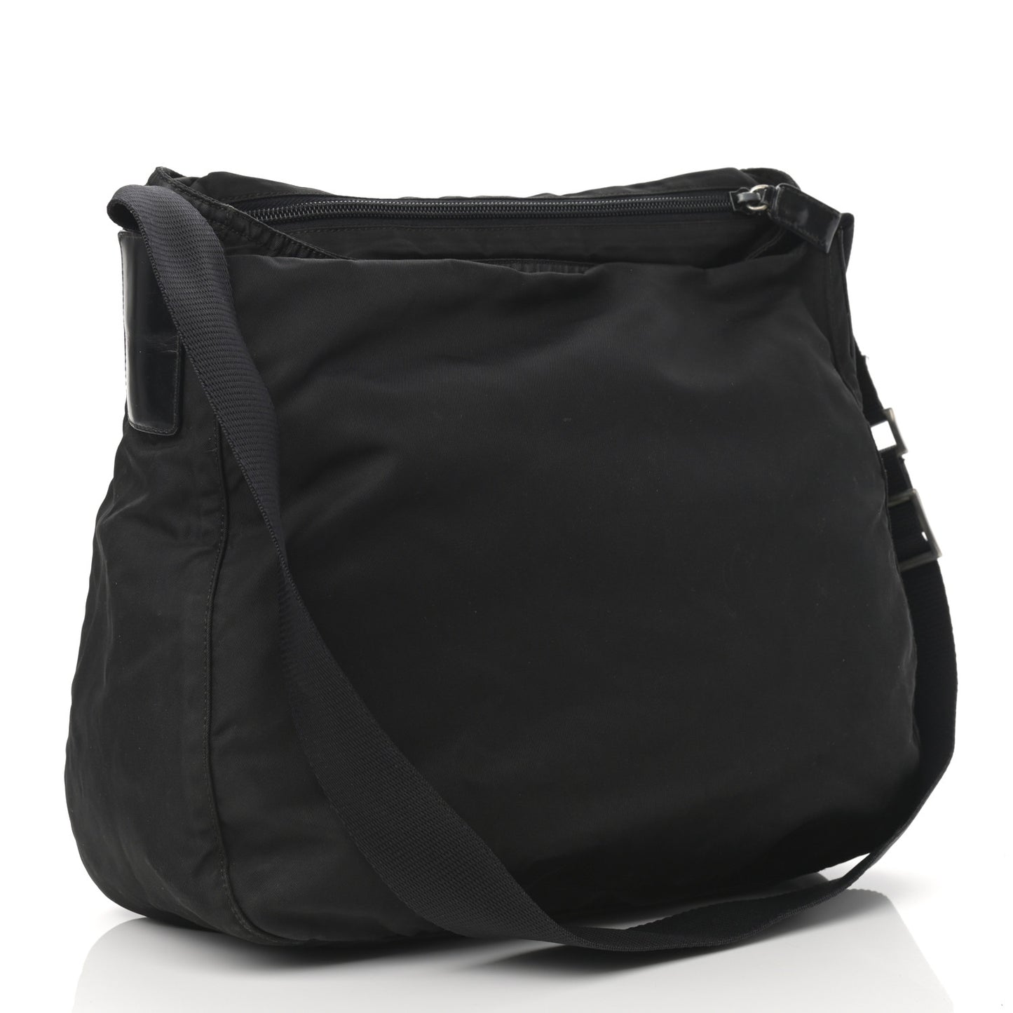Nylon Flat Messenger Bag Black
