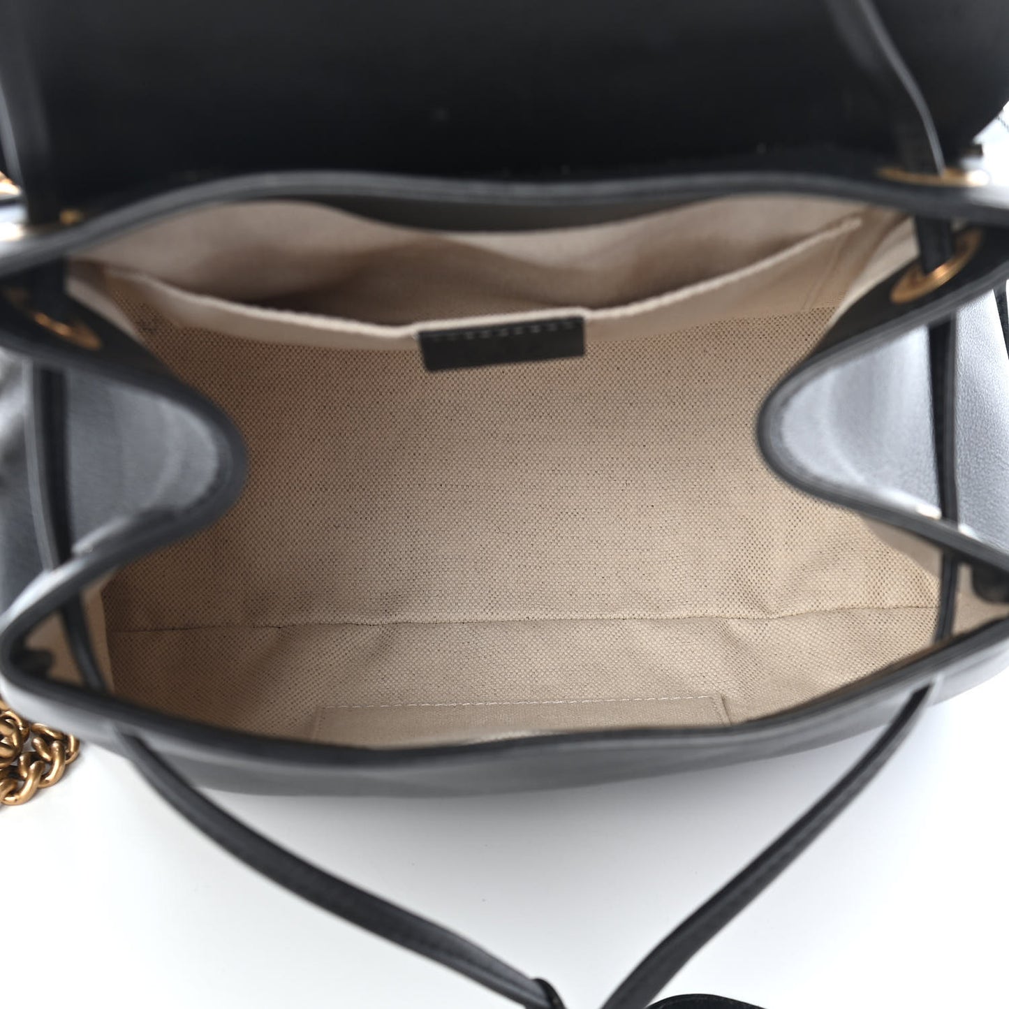 Calfskin Web GG Marmont Flap Chain Backpack Black